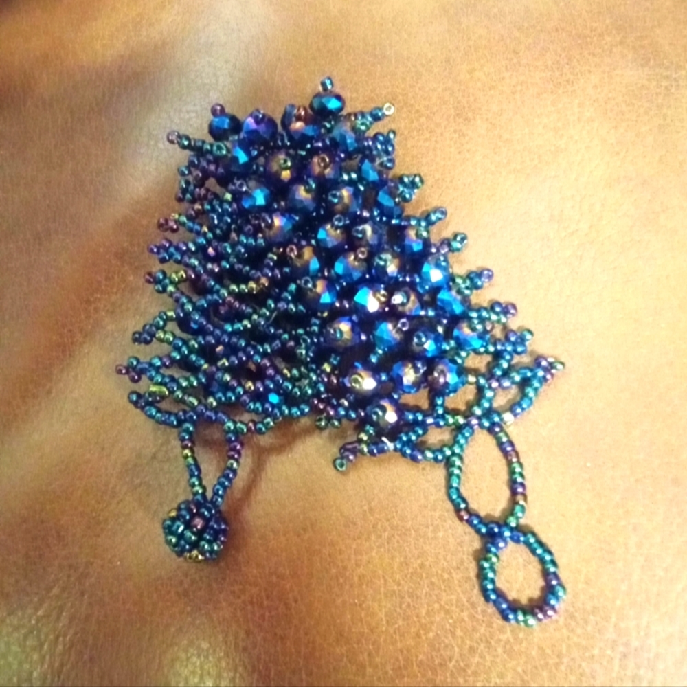 Handmade Peacock Blue crystal bracelet